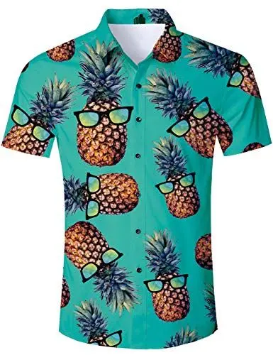 Produktbild: TUONROAD Hawai Hemden Herren Ananas Herren Hemd Kurzes Hawaiihemden Herren Shirt 3D Hawaii Hemd Männer Slim Fit Freizeithemden Funky Sommer Hemd Hemden t Shirt M