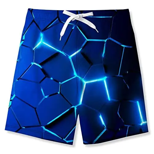 Produktbild: TUONROAD Jungen Badehose Kinder Badeshorts 3D Lava Schnelltrocknende Boardshorts Strandshorts mit Netzfutter 7-8 Jahre