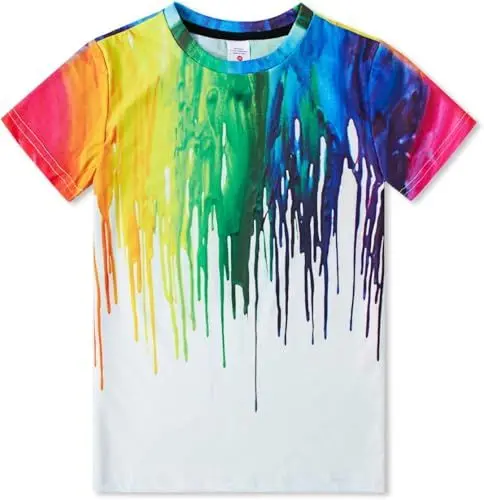Produktbild: TUONROAD Jungen Mädchen Kurzarm T-Shirt Kinder 3D Bunte Tinte Lustiges Tshirt 9-12 Jahre