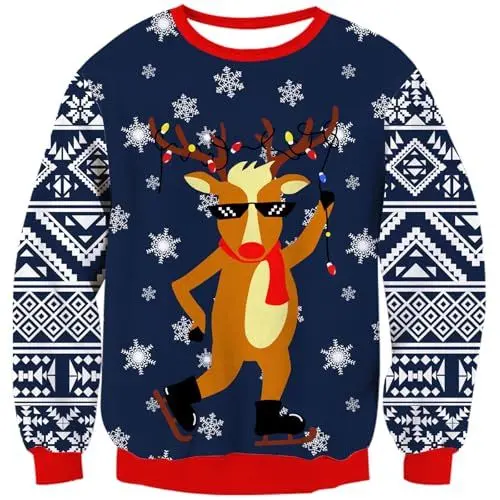 Produktbild: TUONROAD Unisex Hässlich Weihnachtspullover Herren Damen Ugly Christmas Sweater Lustige Alpaka Langarm Weihnachten Pullover Urlaub Party XL