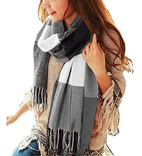 Produktbild: Tuopuda Schal Damen Oversized Kaschmir Schal Kariert Deckenschal Winterschal Herbstschal Modeschal Weicher Warmer Für Herbst Winter Fransen Poncho, B, 60 * 200CM