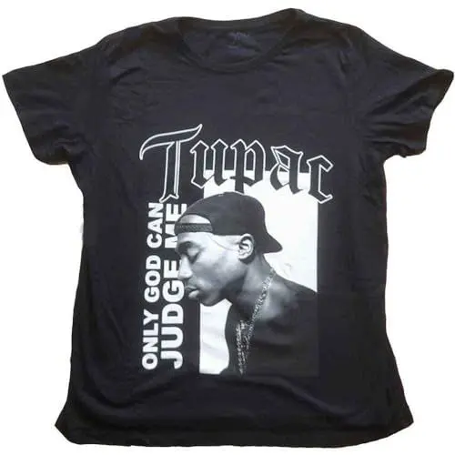 Produktbild: Tupac T Shirt 2PAC Only God can Judge Me offiziell Damen Boyfriend Fit Schwarz L