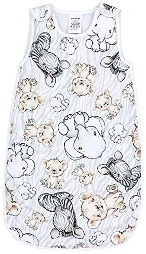 Produktbild: TupTam Schlafsack Baby 2.5 TOG – OEKO-TEX Ganzjahresschlafsack Kinder mit Seitlichem Reißverschluss, Ärmellos, Farbe: Safari, Größe: 56-62