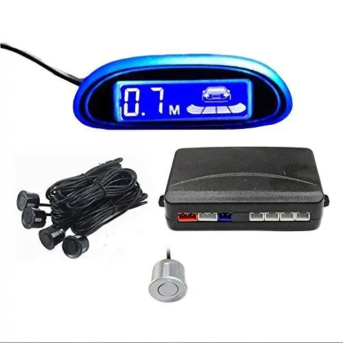 Produktbild: Tuqiang® Einparkhilfe Rückfahrwarner mit blauem LED Bildschirm Parksensoren Parkassistent mit 4 Sensoren Silber