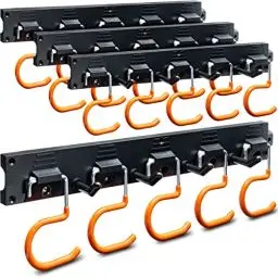 Produktbild: TURAKOS Gartengerätehalter - 4x 40cm Gerätehalter Wandhalterung mit Anti-Rutsch Gummierung, Gartengeräte Aufhängung für Garage, Geräteschuppen, Keller