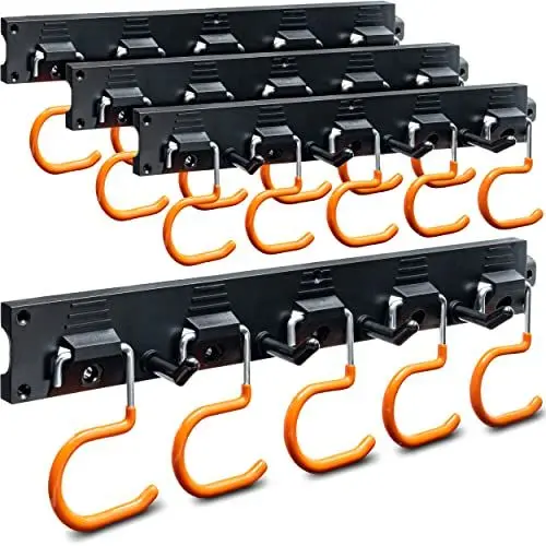 Produktbild: TURAKOS Gartengerätehalter - 4x 40cm Gerätehalter Wandhalterung mit Anti-Rutsch Gummierung, Gartengeräte Aufhängung für Garage, Geräteschuppen, Keller