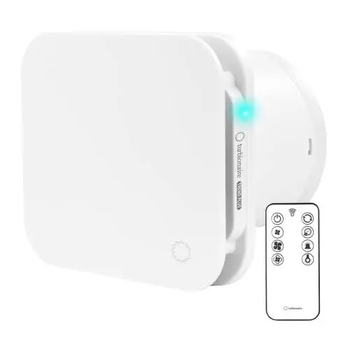 Produktbild: Turbionaire Trend Plus Abluftventilator für Bad, Küche, Fernbedienung, Multifunktion, max. 5,7 W, 7 Geschwindigkeiten + Boost, Bürstenloser Gleichstrommotor, Rückschlagventil, Timer, leise, 100 mm