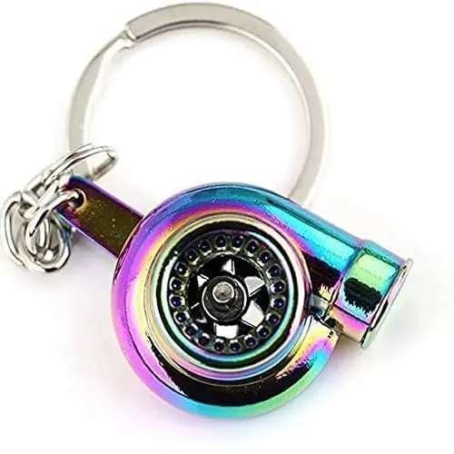 Produktbild: Turbo Schlüsselanhänger Hologramm Flip Flop Boost - Massives Metall - Perfektes Tuning JDM Geschenk mit drehendem Verdichterrad