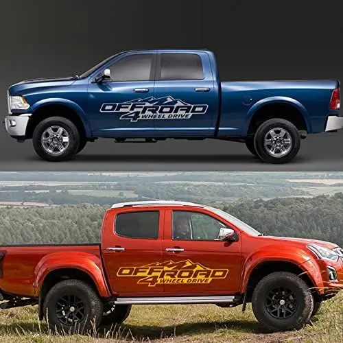 Produktbild: TURIM 2pcs für Ford Ranger Raptor Pickup Isuzu DMA Nissan Navara Toyota Hilux Tacoma Auto DIY Seite Aufkleber Off Road 4x4 Auto