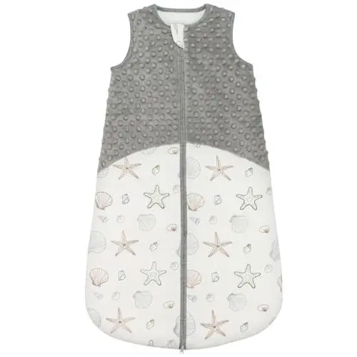 Produktbild: TURMIN Schlafsack Baby, 1.5 TOG Baby Winterschlafsack mit 2-Wege-Reißverschluss, Ärmelloser Bio-Baumwolle Warm Babyschlafsacks für Neugeborene und Kinder, Grau, M(6-12 Monate)