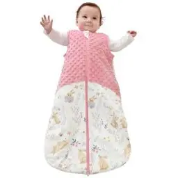 Produktbild: TURMIN Schlafsack Baby, 1.5 TOG Baby Winterschlafsack mit 2-Wege-Reißverschluss, Ärmelloser Bio-Baumwolle Warm Babyschlafsacks für Neugeborene und Kinder, Rosa, M(6-12 Monate)
