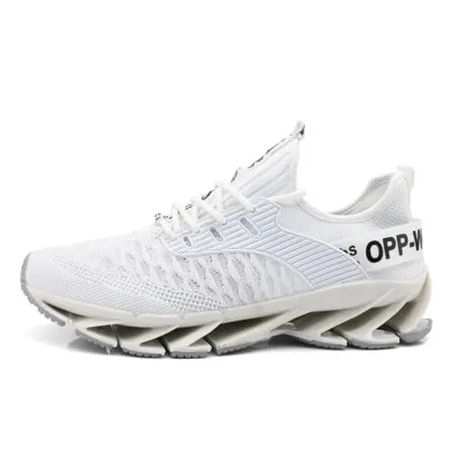 Produktbild: Turnschuhe Herren Laufschuhe Damen Sportschuhe Atmungsaktiv Leichtewichts rutschfeste Gym Fitness Schuhe Fashion Luftpolster Sneaker Schwarz Weiß Rosa Grau Rot Gelb Grün Orange Lila18 White 40