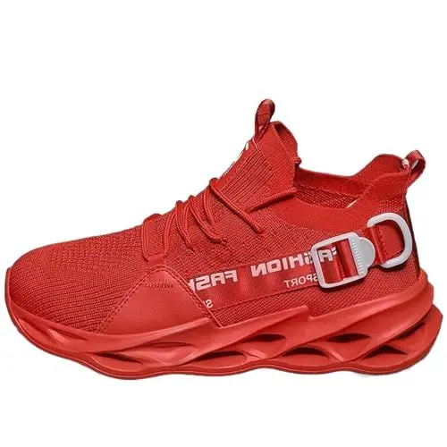 Produktbild: Turnschuhe Herren Laufschuhe Damen Sportschuhe Atmungsaktiv Leichtewichts rutschfeste Gym Fitness Schuhe Fashion Luftpolster Sneaker Schwarz Weiß Rosa Grau Rot Gelb Grün Orange LilaG133 Red 42