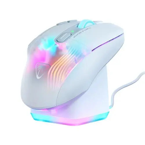 Produktbild: Turtle Beach Kone XP Air – Kabellose, anpassbare und ergonomische RGB-Gaming-Maus, Bluetooth, optischer Sensor 19K DPI, bis zu 100-Stunden-Akku und Ladestation - Weiß