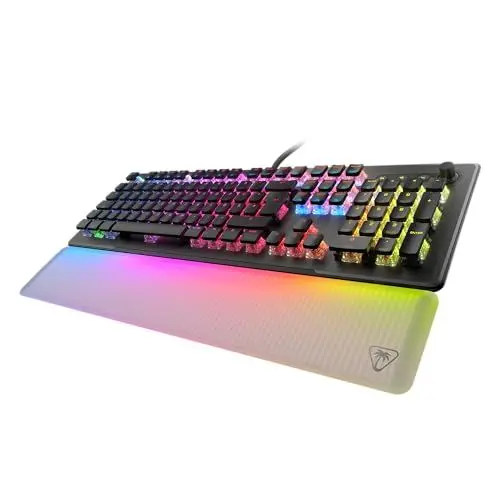 Produktbild: Turtle Beach Vulcan II Max – Optisch-mechanische PC-Tastatur, anpassbare RGB-Beleuchtung, Handballenauflage, lineare Titan II-Schalter, Aluminiumplatte – Schwarz