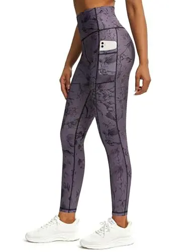 Produktbild: Tuspryt Sport Leggings Damen Lang,Blickdichte Printed Sporthose Damen Fitnesshose Laufhose Damen mit Taschen L