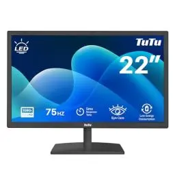 Produktbild: TuTu 21,5 Zoll LED Monitor Full HD 75HZ 5ms Eye Care (1920 x 1080, VGA HDMI VESA 100 * 100mm) Flimmerfrei Blaulichtfilter Niedriger Stromverbrauch Monitor für PC Home Office Schwarz