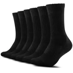Produktbild: TUUHAW 6 Paar Sportsocken Herren Damen Laufsocken Gepolstert Lange Baumwollsocken Schwarz Weiß Grau Atmungsaktiv Sneaker Socken, Schwarz 39-42