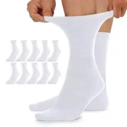 Produktbild: TUUHAW Damensocken 39-42 ohne Gummibund Diabetikersocken Damen Diabetiker Socken Herren 10 Paar Comfort Baumwolle Weiß Herrensocken Gesundheitssocken ohne Bund