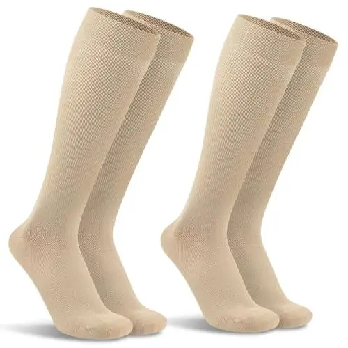 Produktbild: TUUHAW Kompressionsstrümpfe Damen 39-42 Baumwolle Kniestrümpfe Damen Beige Kompressionssocken Beige Stützstrümpfe Herren Compression Socks