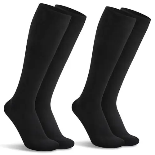 Produktbild: TUUHAW Kompressionsstrümpfe Herren 43-46 Schwarz Lang Kompressionssocken für Flug Kniestrümpfe Herren Stützkniestrümpfe Compression Socks,Schwarz
