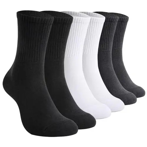 Produktbild: TUUHAW Socken Damen 35-38 6 Paar Schwarz Weiße Socken Grau Wandersocken Laufsocken Sportsocken Damensocken Herrensocken Running Socks