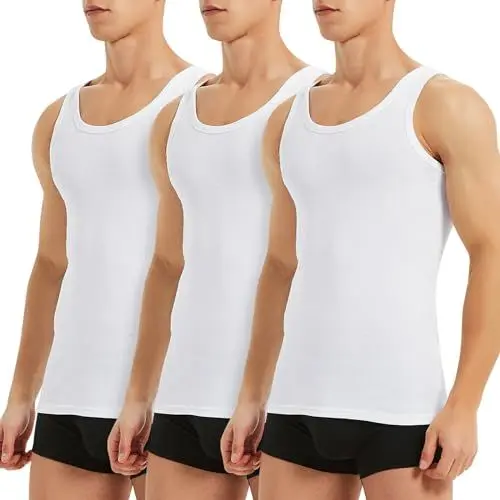 Produktbild: TUUHAW Tank Top Herren Ärmellose Unterhemd Herren Weiss 100% gekämmte Baumwolle Feinripp Unterhemden Männer Muskelshirts Herren Sport Achselshirt 3er Pack Weiß S