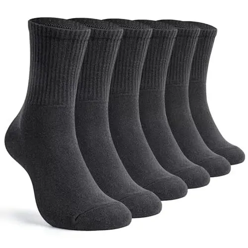 Produktbild: TUUHAW Socken Herren 43-46 Grau 6 Paar Sportsocken Herren 43-46 Baumwolle Crew Socken Damen Wandersocken Laufsocken Damensocken Herrensocken