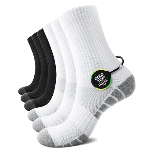 Produktbild: TUUHAW Tennissocken Damen 35-38 Schwarz Weiß Sportsocken Laufsocken Wandersocken Fahrradsocken 6 Paar Running Socken für Outdoor