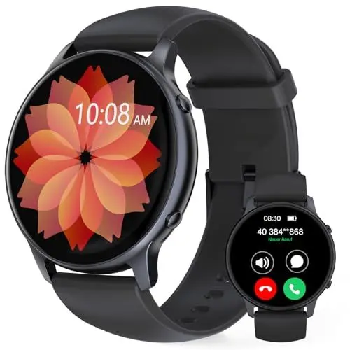 Produktbild: TUYOMA Smartwatch Herren mit Telefonfunktion - 1,3 Zoll Touchscreen Smartwatch, IP68 Wasserdicht mit Herzfrequenz, SpO2, Schlafmonitor, Whatsapp Funktion für iOS und Android