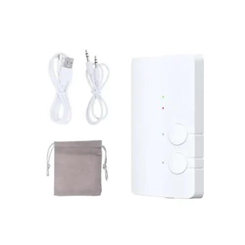Produktbild: TV Bluetooth 5.3 Empfänger, Sender 3.5mm Aux Audio Jack, 2-in-1 Mini Wireless Adapter mit Kopfhörer Dual Pairs, Aptx Low Latency für Flugzeug, Auto, Stereoanlage, Tretmühle, Tablets, Weiß