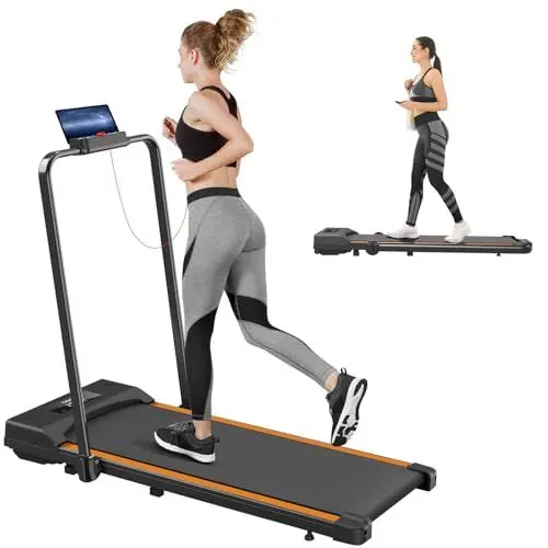 Produktbild: Tvdugim Laufband für Zuhause, Walking Pad, Laufband Schreibtisch für Zuhause und Büro, 1-10 KM/H mit Fernbedienung LCD-Anzeige (Orange)