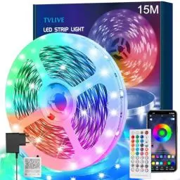 Produktbild: TVLIVE LED Strip,Bluetooth RGB LED 15M,Farbwechsel LED Streifen mit App-Steuerung, Musikmodus,buntes Lichterkette für Schlafzimmer,Wohnzimmer, Bar-Deko