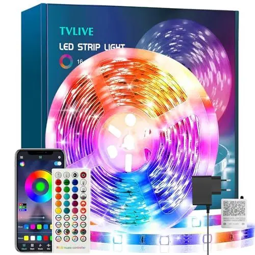 Produktbild: TVLIVE LED Strip 10M, RGB LED Streifen, LED Band mit Fernbedienung, App-Steuerung, Sync Musik, Farbwechsel, LED Lichterkette für die Beleuchtung von Haus, Wohnzimmer, Küche