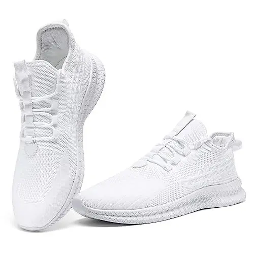 Produktbild: Tvtaop Damen Sneaker Laufschuhe Turnschuhe Schuhe Damen Sportschuhe Tennisschuhe Outdoor Atmungsaktiv Walkingschuhe Leichtgewichts Straßenlaufschuhe,Weiß 38 EU
