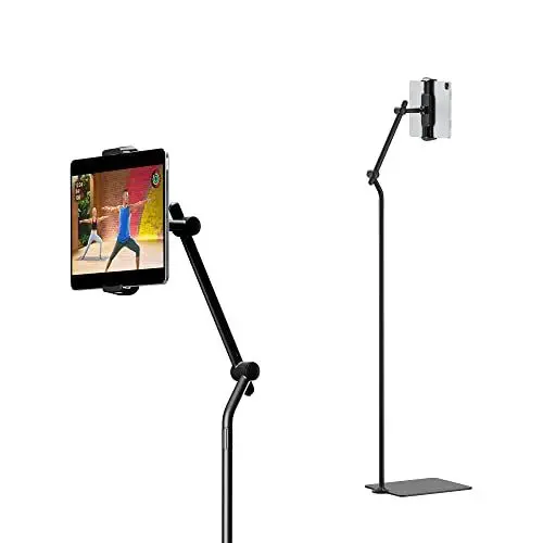 Produktbild: Twelve South HoverBar Tower | Multi-Angle Universal Tablet & iPad Floor Stand Holder for Apple Fitness+, Peloton/Stationary Bikes, Exercise and More (Black)