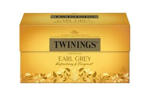 Produktbild: Twinings EARL GREY Schwarzer Tee im Teebeutel verfeinert mit Bergamotte-Aroma - weltbekannt & ausgesprochen erfrischender Schwarztee aus China, 1er Pack (25 Teebeutel)