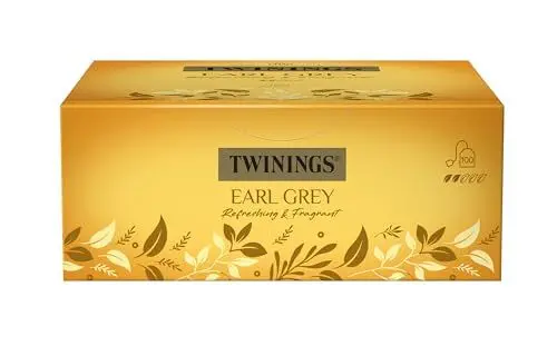 Produktbild: Twinings Earl Grey - Schwarzer Tee im Teebeutel verfeinert mit Bergamotte-Aroma - erfrischender Schwarztee aus China, 1er Pack (100 Teebeutel)