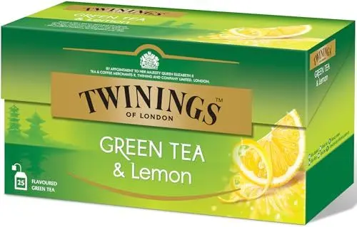 Produktbild: Twinings Green Tea and Lemon - Grüner Tee mit erfrischendem Zitronengeschmack im Teebeutel - einzigartige Grüntee Mischung verfeinert mit Zitronenschale, 25 Teebeutel (40 g)