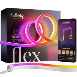 Produktbild: Twinkly Flex 3m, LED-Schlauch Multicolor, Flexibel und Kompatibel mit Alexa und Google Home, Gaming-Lichter, Über 16 Mio. Farben, Stromversorgung über USB-C, App-Steuerung, Weißes Kabel