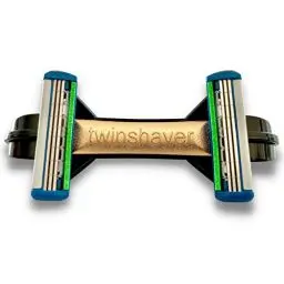 Produktbild: twinshaver Glatzen Rasierer Herren 0mm - Schnittschutz & 80% Zeitersparnis, Kopfrasierer Glatze + 4 Klingen, Doppel-Nassrasierer (Schwarz)