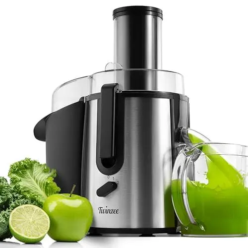 Produktbild: Twinzee 850 W Entsafter für Gemüse und Obst – Elektrische Saftpresse mit 2 Geschwindigkeitsstufen und großem Einfüllschacht (75 mm) – Juicer Machine