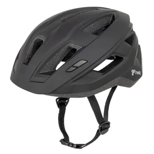 Produktbild: TWIRL Fahrradhelm City ONE, schwarz, modernes Design, mit Rücklicht, optimale Passform durch Fitsystem, Helmpolster, Belüftung, hohe Schlagfestigkeit, leicht, hochwertiges Kunststoff, 53-56 cm
