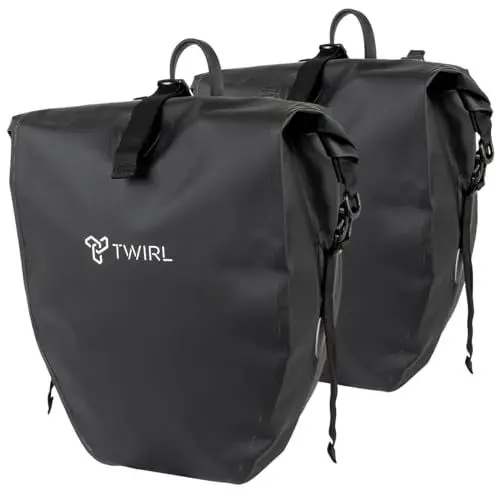 Produktbild: TWIRL Fahrradtasche für Gepäckträger Double, 2X 22 Liter, mit Tragegriff, Schultergurt und herausnehmbarer kleinen Innentasche, Gepäckträgertasche, Fahrrad Tasche hinten, schwarz