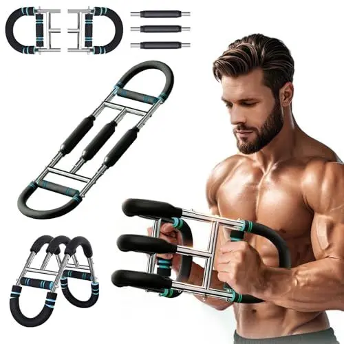 Produktbild: Twister Armtrainer, 100-180LB Verstellbares Unterarmtrainer mit 3 Stufen, Portable Power Twister Stange mit abnehmbarem Design (Three Pipes Blue)