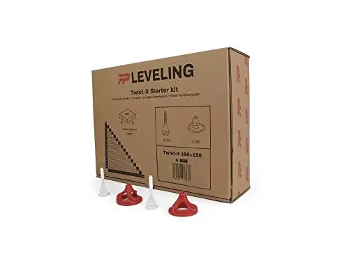 Produktbild: Flat-Pro® Twist-it Fliesenverlegehilfe 4mm Set - 150 Gewindelaschen + 150 Zughauben - 3-20 mm Fliesenstärke - Fliesen Nivelliersystem