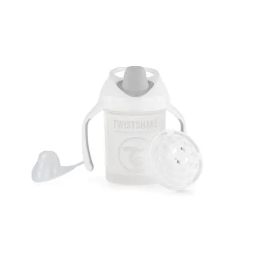 Produktbild: Twistshake Mini Cup | Auslaufsicherer Baby-Schnabelbecher mit Weichem Ausgießer und Fruchtmixer – 230 ml | Auslaufsicherer Entwöhnungsbecher für Babys | BPA-Freier Baby-Schnabelbecher | Weiß