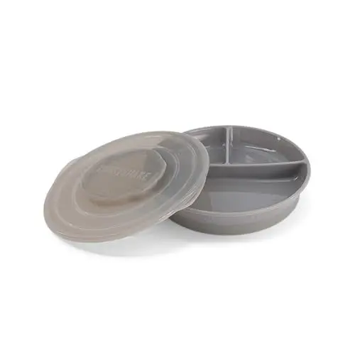 Produktbild: Twistshake Baby Teller | Babyteller mit luftdichtem Deckel | BPA-freier Baby-Entwöhnungsteller | 3 Teile Essenstrainingsteller | 6 Monate+ Baby-Futterteller | Neugeborenen-Essentials | Grau