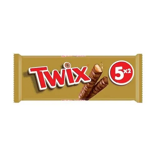 Produktbild: Twix Schokoriegel | Karamell auf knusprigem Keks | Fußball Snack | Eine Packung (5 x 50g = 250g)