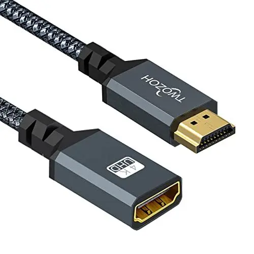 Produktbild: Twozoh HDMI Verlängerungskabel, HDMI Stecker auf Buchse, HDMI Kabel, geflochtenes Nylon HDMI Extender, HDMI 2.0 Kabeladapter unterstützt 4K@60Hz 3D HDR (1.5M)